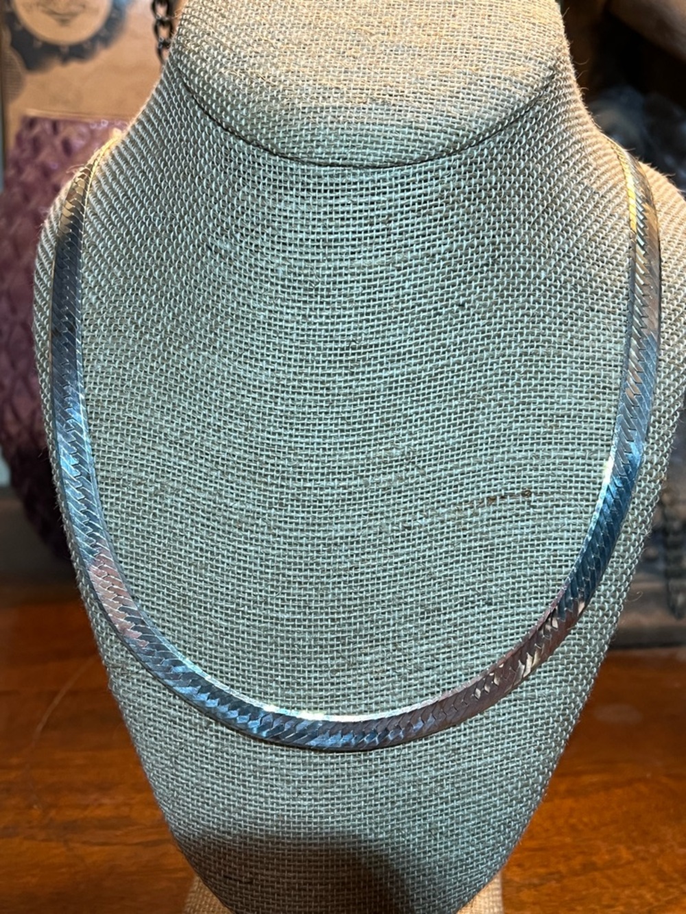 Sterling Silver 925 Italy Flat Herringbone Chain Necklace 30in